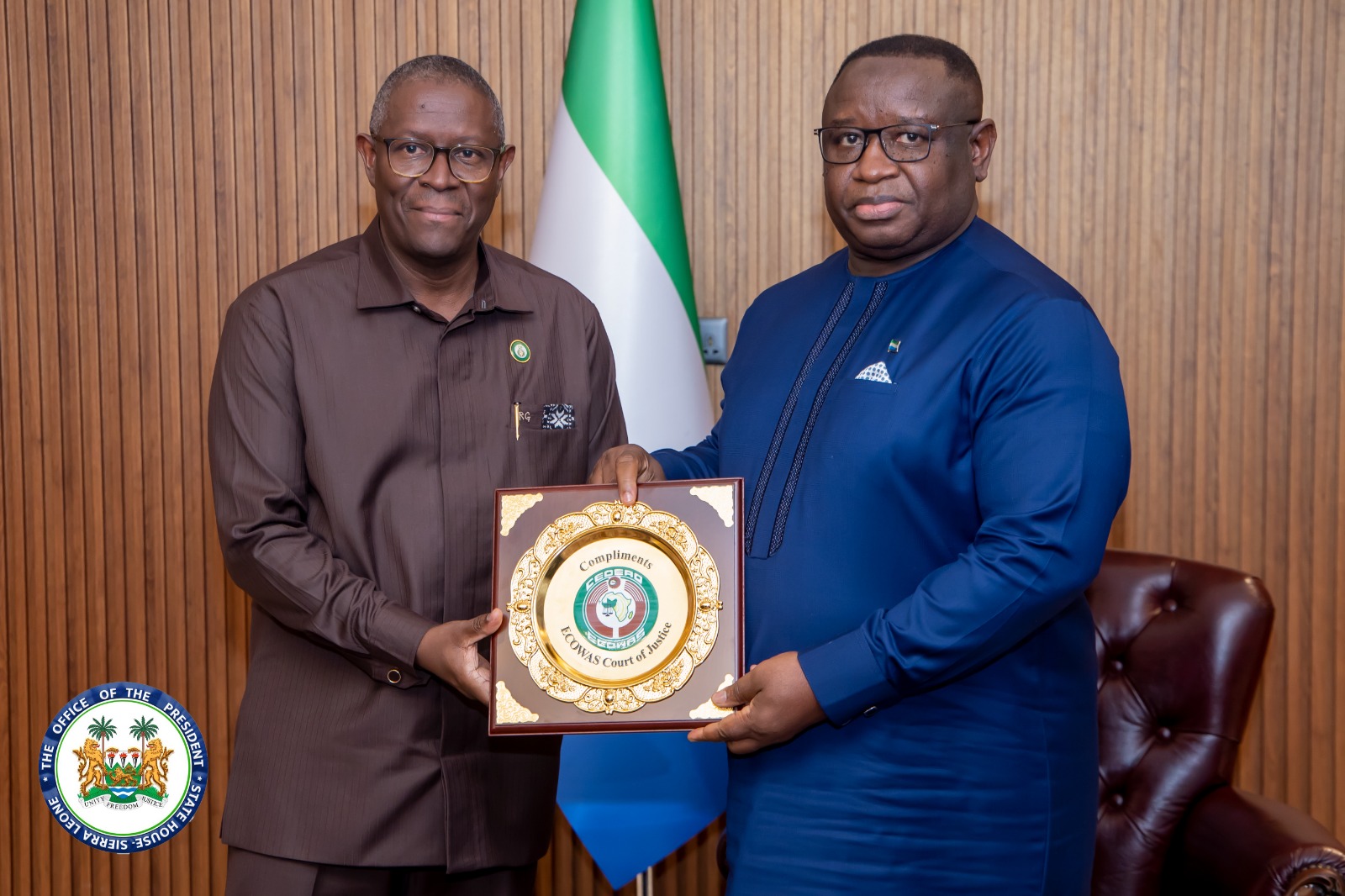 ECOWAS COURT PRESIDENT PAYS COURTESY CALL ON PRESIDENT OF SIERRA LEONE